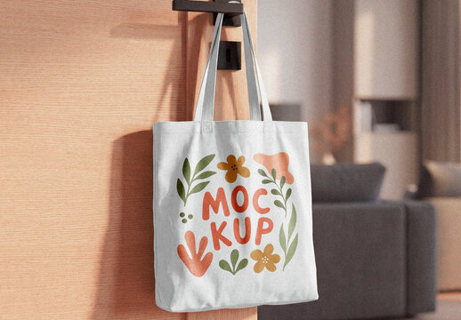 Tote Bag Door Hanging Mockup
