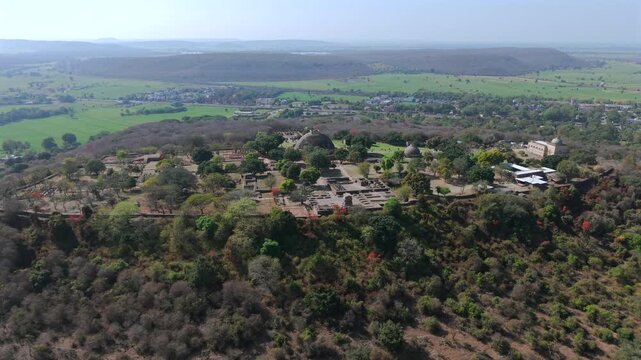 Aerial View of Sanchi Stupa Buddhist Monument Raisen Madhya Pradesh India