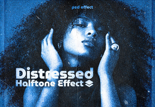 Distressed Halftone Print Photo Effect