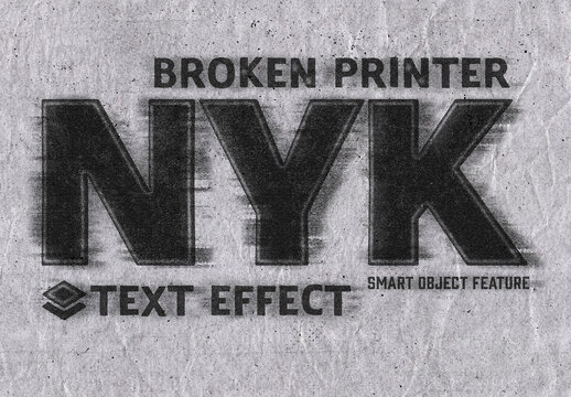 Broken printer Text Effect