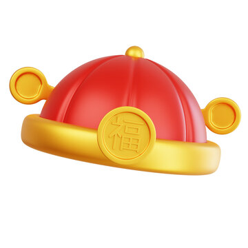 3d rendering Of chinese cap illustration isolated on transparent background