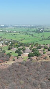 Vertical Aerial View of Sanchi Stupa Madhya Pradesh India