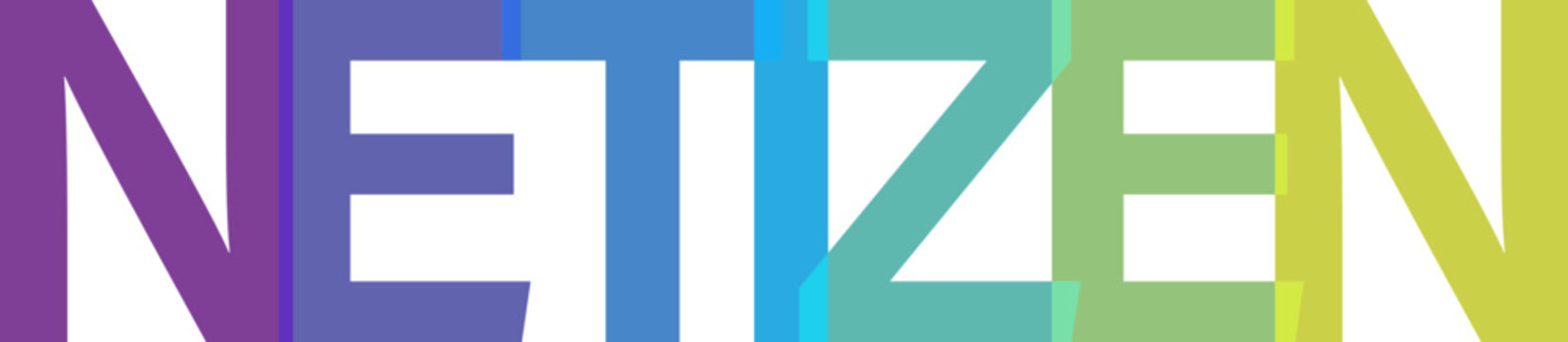 Creative multicolored typography design representing the word netizen with overlapping letter elements for digital culture branding concepts
