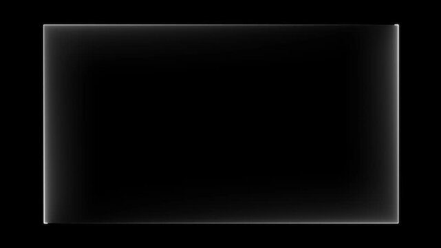 Glowing neon Square rectangle picture frame with two tone neon color motion graphic on isolated black background 4k motion with alpha