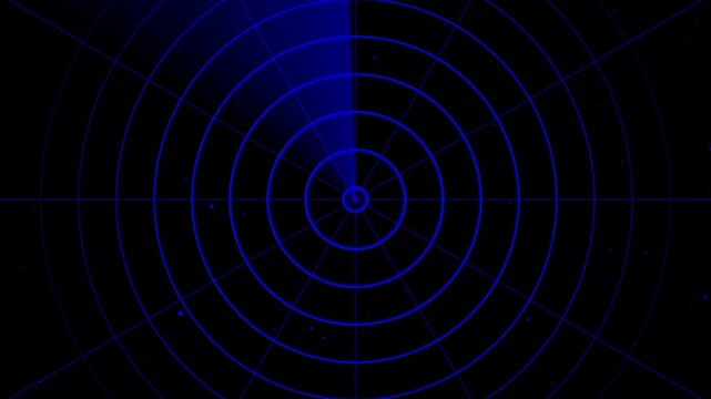 Rader HUD technology rotated animated, Object location detection technology and signal waves .radar icon on earth  background 4k motion animation.