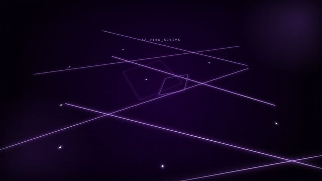 Futuristic purple neon lines intersecting in a dark cyber space creating a high tech digital interface grid pattern for technology concepts and financial charting software presentations today