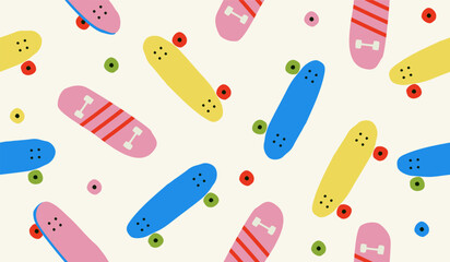 Cute skateboard pattern background vector design © rupa