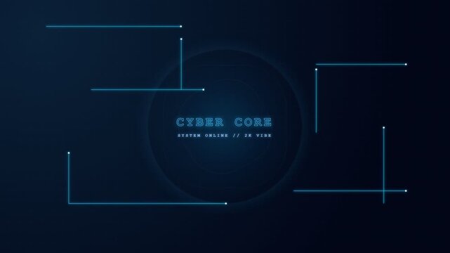 Futuristic cyber core interface glowing with neon blue lines and futuristic hud elements creating a dark technological cybernetic concept suitable for advanced computing software presentations
