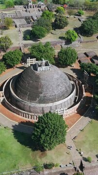 Vertical Aerial View of Sanchi Stupa Madhya Pradesh India
