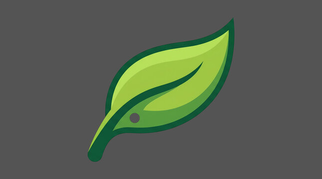 Green Leaf Botanical Element. Fresh Natural Foliage Symbol. Organic Eco Friendly Concept. Clean Stylized Vector Illustration