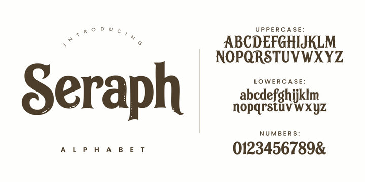Seraph classic vintage serif display font with decorative ink bleed effect for elegant branding