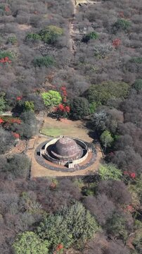 Vertical Aerial View of Sanchi Stupa Madhya Pradesh India