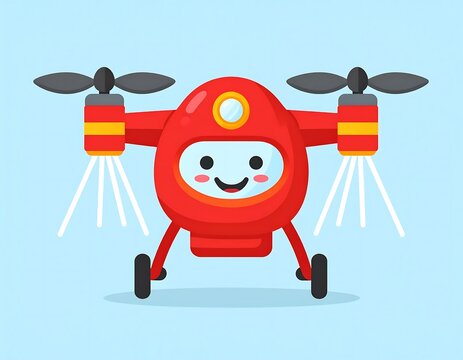 Cartoon robot character with happy expression and antennae.