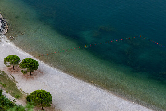 Italy, Riva del Garda on Lake Garda. View from above.