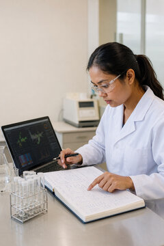 AI generated university researcher checks analytical findings against laboratory notes showing scientific verification data accuracy responsible technology academic research