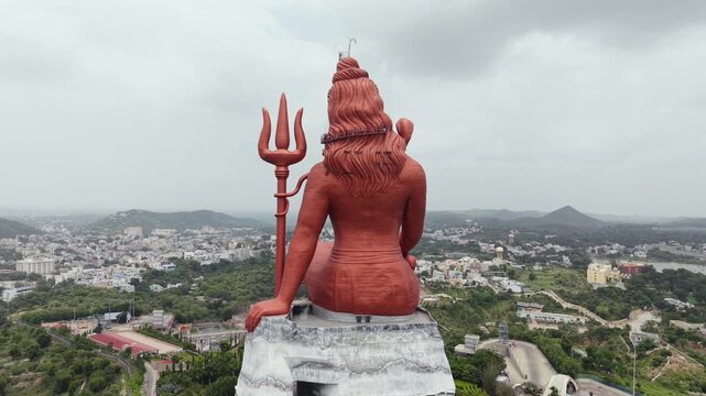 Aerial Drone View of Statue of Belief, the world�s tallest Shiva statue, Rajasthan, India