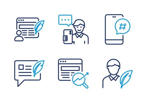 Blogging and Digital Marketing thin line icon set. Minimal web icons