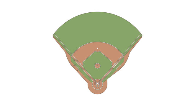 Baseball field diagram features green outfield and brown infield areas