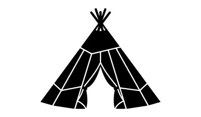 Stylized tipi camping tent icon vector graphic illustration black silhouette for outdoor adventure and tribal culture design © Abdullahall