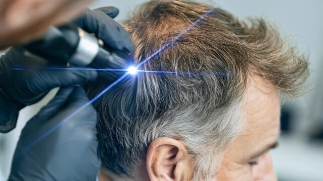 Treatment of alopecia in a clinical setting with a close examination of hair follicles
