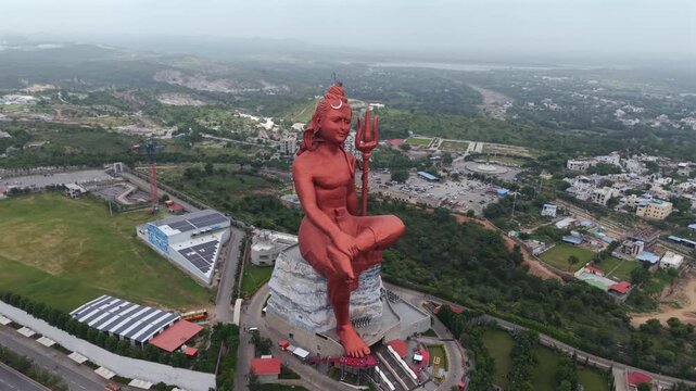 Aerial Drone View of Statue of Belief, the world�s tallest Shiva statue, Rajasthan, India
