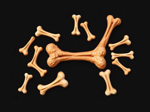 A set of dog bones arranged in a vector shape, silhouette, ||dog bone set