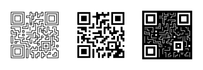 Fototapeta premium QR Code Set, Digital Data Scanners, Modern Technology Icons