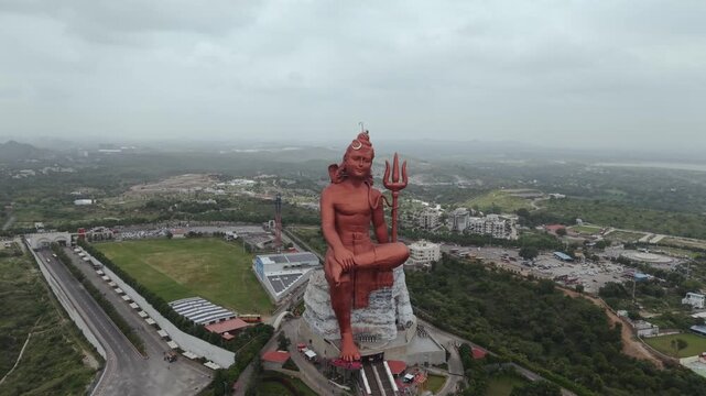 Aerial Drone View of Statue of Belief, the world�s tallest Shiva statue, Rajasthan, India