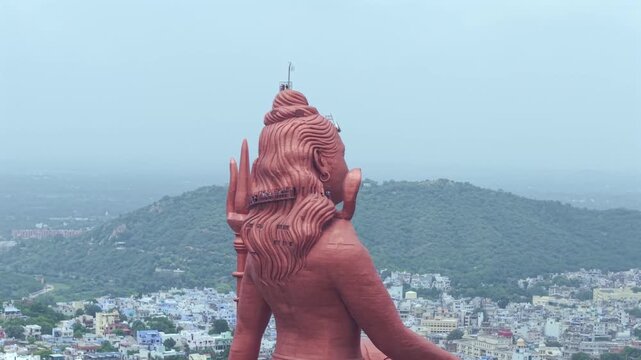 Aerial Drone View of Statue of Belief, the world�s tallest Shiva statue, Rajasthan, India