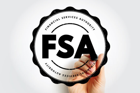 FSA Financial Services Authority stamp, showing bold central text within a circular emblem framed by the phrase Financial Services Authority, emphasizing regulatory relevance and stamping action