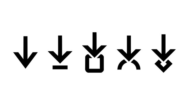 Download icons set with simple shapes featuring arrow, rectangle, square, bracket and outline