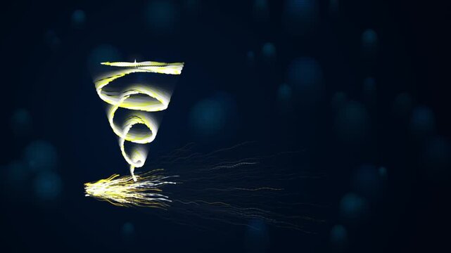 Elegant festive glowing particle tree with a shining star and gold sparkles. Luxury holiday background motion graphics with empty text space for greeting cards.