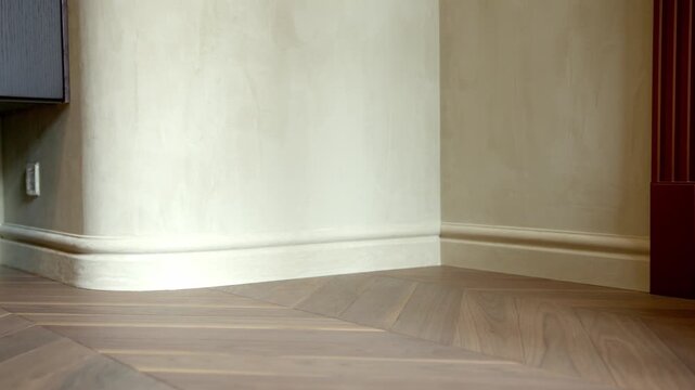 Wooden Parquet Floor And Curved Interior Wall