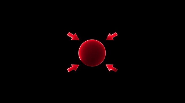 Neon glowing circle and four arrow motion animation 