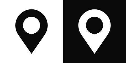 Map pointer icon featuring a classic pinpoint shape, solid black and white minimal navigation marker for digital maps, travel apps, location tracking, and precise placement. © MD AZIZUL ISLAM