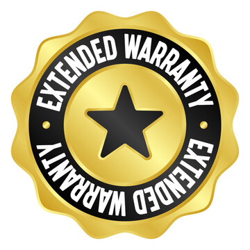 extended warranty golden badge. extended warranty gold seal or medal