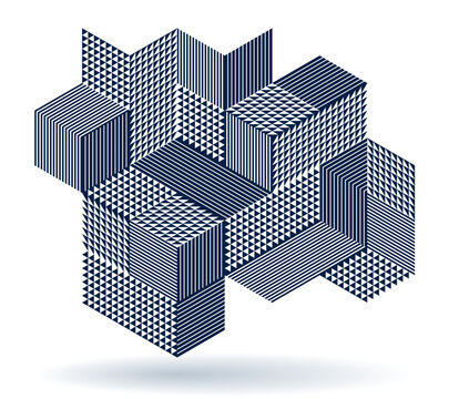 Isometric 3D cubes vector abstract background, geometric abstraction art modern architecture city buildings theme, cubic shapes and forms composition lowpoly style.