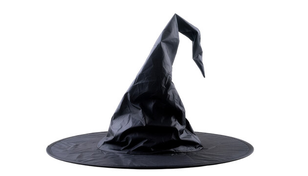 Black Pointed Witch Hat Accessory for Halloween Costume Parties Isolated on White Background