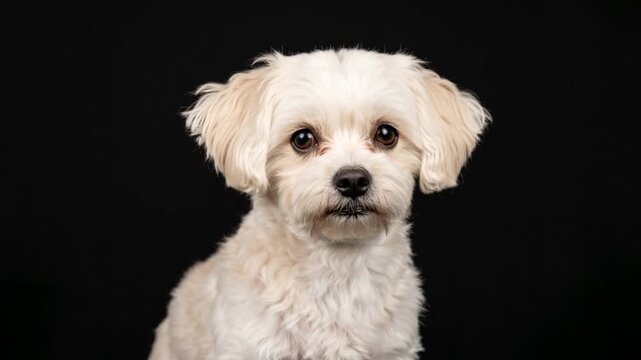 malchi dog close up isolated on black background studio portrait video