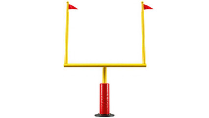 American football goal post PNG isolated on transparent background, yellow uprights and red padded base for sports design ©  IJRAUO