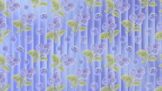 Seamless blueberry pattern with motion gradient effect. Playful berries animated backdrop. For promotion, banner, social media, campaign etc.