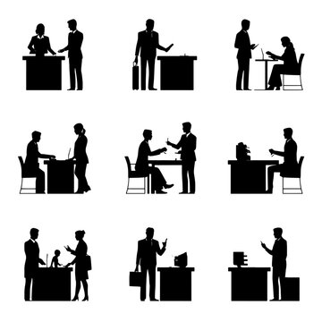 Office Reception and Customer Service Silhouettes