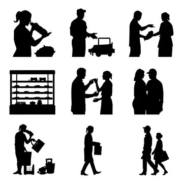 Shopping and Retail Customer Service Silhouettes