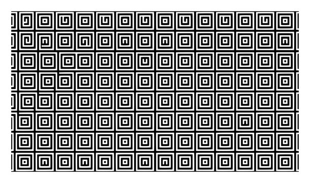 Geometric square pattern with meander elements in black and white minimalist style