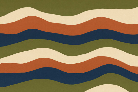 Organic wavy stripes background in olive rust and navy