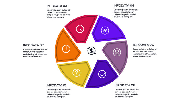 Stylish infographic with 6 steps, options, parts or processes. Business data visualization.