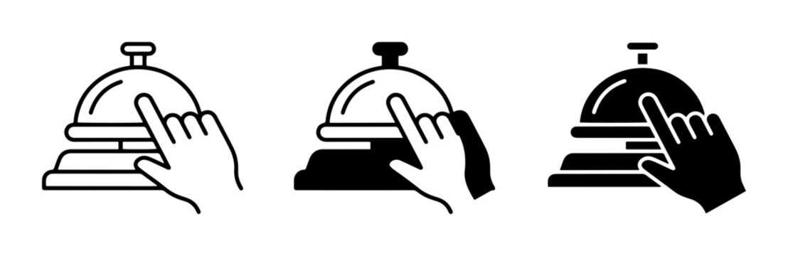 Service Bell Icons, Hotel Concierge Ring, Customer Service Call