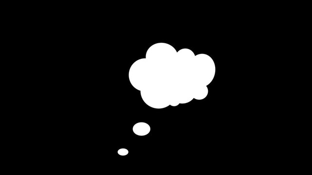 White Comic Thought Bubble black Screen Chroma Key Animated Motion Graphics Overlay Background Loop