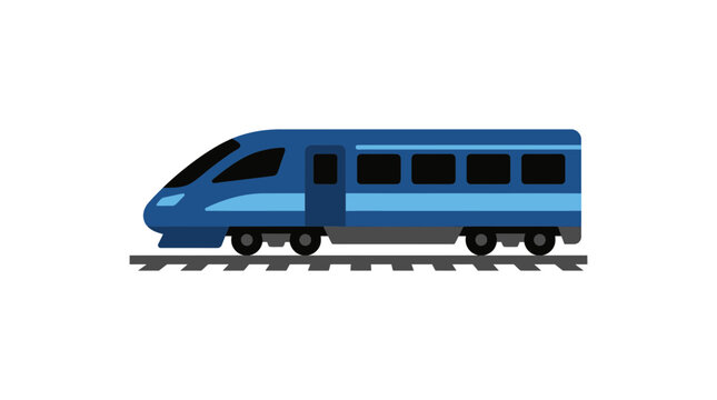 Flat Vector Illustration of a Modern Blue High Speed Train