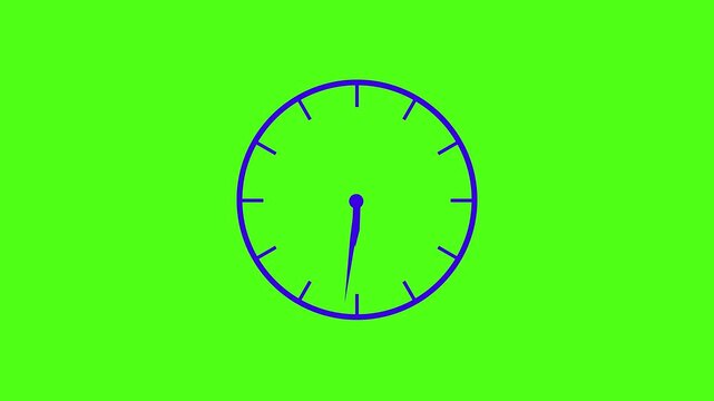 Clock icon timer animation with analog clock face on green